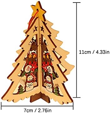 קישוטי חג המולד של NSQFKALL חמישה קישוטי פעמון כוכבים מחודדים עץ חג המולד עץ עץ גילוף עץ תליון קישוטי כדור