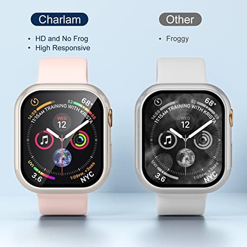 Charlam עמיד למים מארז התואם ל- Apple Watch 40 ממ Iwatch SE סדרה 6 5 4 עם מגן מסך סרטים ממוזג מובנה, כיסוי
