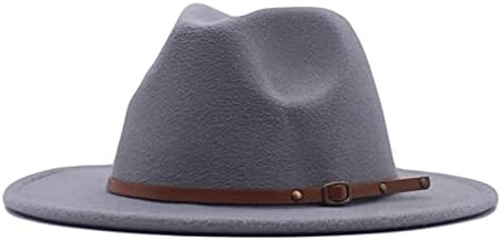 כובעי חוף QXUAN לנשים גברים פדורה כובע רחב פנמה כובע כובע תקליטונים שוליים עור פדורה שוליים עור
