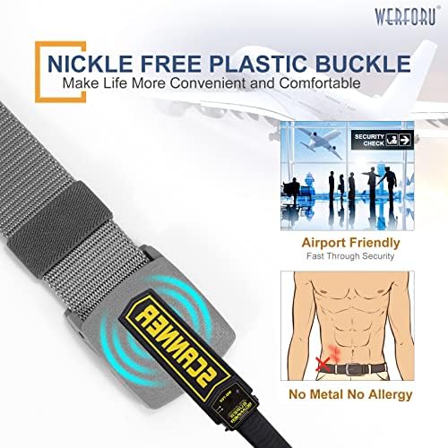 חגורת ניילון werforu לגברים חגורה טקטי צבאית בד חיצוני חגורת אינטרנט עם אבזם פלסטיק