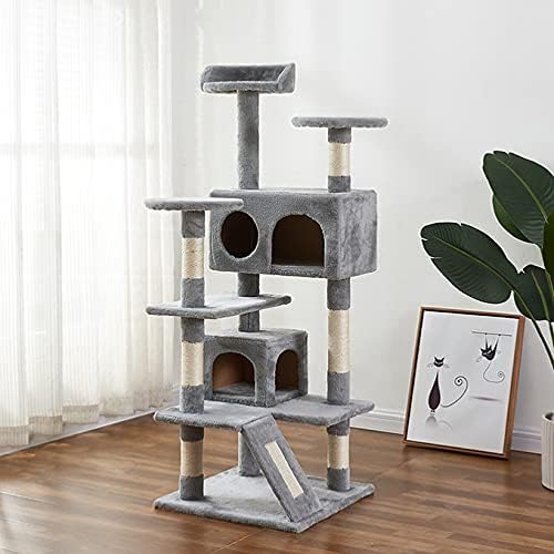 חתול מגדל, 52.76 סנטימטרים חתול עץ עם סיסל גירוד לוח, חתול עץ גרדן עם מרופד פלטפורמה, 2 יוקרה