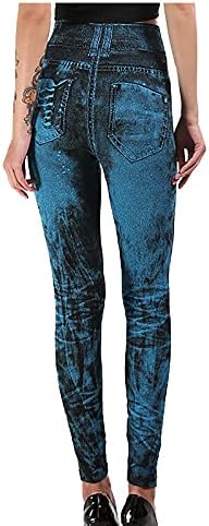 Foviguo נשים קרעו ג'ינס חותלות חלקות עם כיסים מכנסי ג'ינס רזים נמתחים מכנסיים חתולים