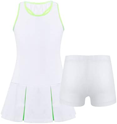 Kaerm ילדים בנות שמלת טניס גולף עם מכנסיים קצרים תלבושות תלבושות בצבע אחיד תלבושות אימון שמלת ספורט ללא שרוולים