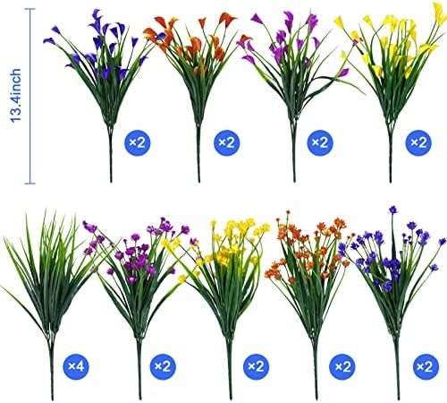 20 צרורות פרחים מלאכותיים לחיק הטבעי פרחים מזויפים רב -צבעוניים לקישוט ביתי, עמידה בפני UV ללא דהייה צמחי