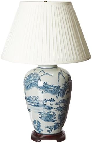 ריהוט מזרחי 29 מנורת נוף סינית כחולה ולבן