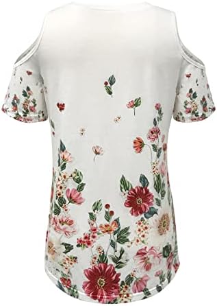 צמרות שרוול קצר של נשים NXXYEEL מוטלות פרחים מודפסים כתף קרה חולצה צוואר עגול קיץ סוודר טוניקה טוניקה