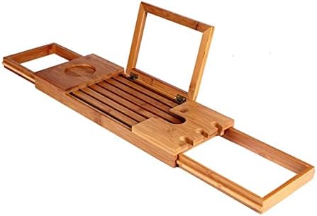Veemoon 1pc Bamboo and Wood אמבטיה מסגרת מסגרת מגש מגש מדפים סוגריים מגש דקורטיבי אמבטיה מגש באמבט