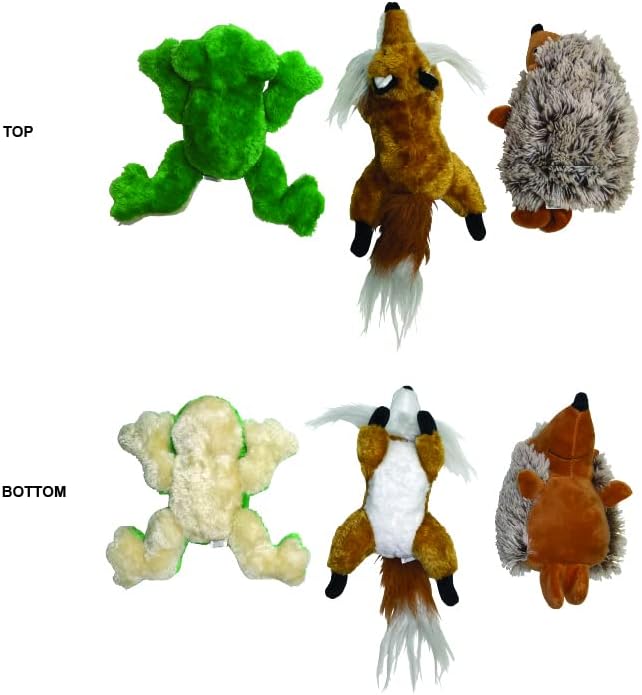 צעצועי כלבים מפוארים של כוכב -חיים 1 כל צפרדע / קיפוד / שועל 9 x 6 צעצוע עם ראש חריק; 5 ממולא עבה. דוגטוי
