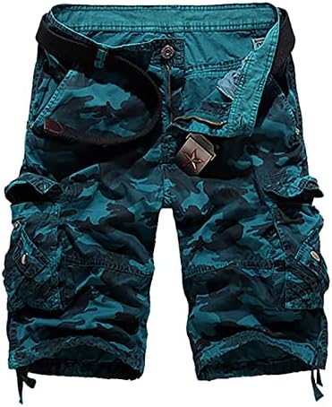 מכנסי מטען של CAMO לגברים מזדמנים רב כיס צבאי קצרים רגועים בכושר הסוואה קלה משקל קל משקל ללא חגורה