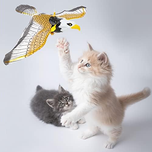 לומימוס צעצוע חתול ציפורים מעופף, ציפור סימולציה מסתובבת אינטראקטיבית לתקר