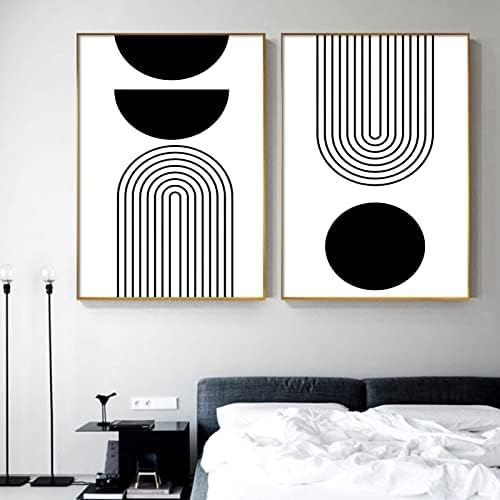 אמנות קיר גיאומטרית גיאומטרית מופשטת אמנות קיר שחור לבן בוהו בוהו בוהס ציור אמנות מינימליסטית הדפסים בשחור