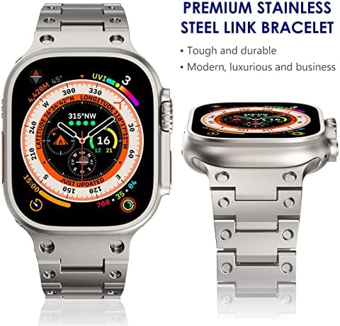 WINGLE תואם ל- Apple Watch להקת Ultra 49 ממ 45 ממ 44 ממ 42 ממ סדרה 8 7 SE גברים, להקות שעון נירוסטה מפלדת