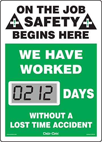 לוח תוצאות הבטיחות האלקטרוני של Accuform Mini Digi®, על בטיחות העבודה מתחיל כאן - עבדנו ימים