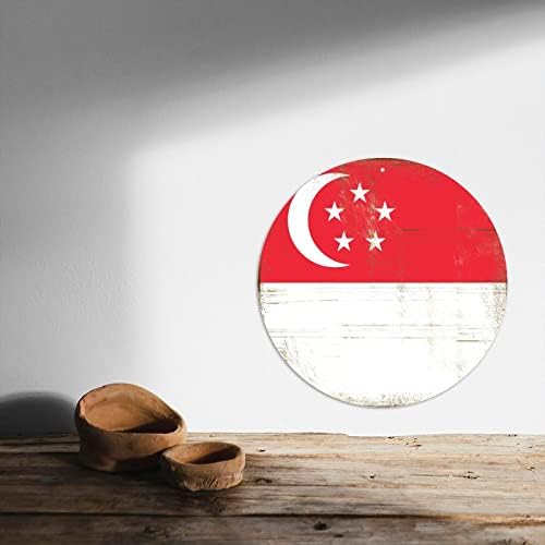 דגל סינגפור שלט מתכת וינטג 'שלט שתייה ייחודי מותאם אישית קיר קיר קיר אמנות פוסטר פח עם חורים מקודחים מראש למוסך