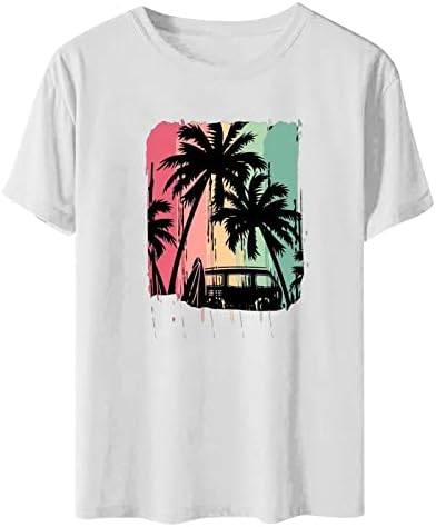 חולצות גרפיות לנשים חולצות צוואר סירה חולצות שרוול קצר חוף חולצות סתיו קיץ טרופי הוואי 2023 5