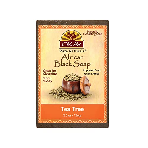 אוקיי טבעי טהור עץ תה סבון שחור אפריקאי 5.5 עוז / 156 גרם
