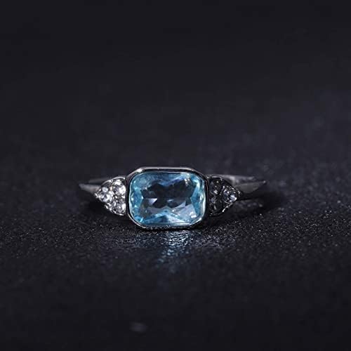 2023 חדש כחול טבעת עוסקת אופנה בהיר זירקון טבעת אבן עגול תכשיטי נשים תכשיטי שמיים טבעות אבן טבעות