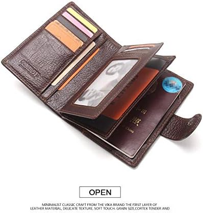 גברים של עור אמיתי ארנק עם מתכת כפתור,דרכון מזהה מזומנים אשראי כרטיס מחזיק, כסף קליפ,עמיד בציר ארנק