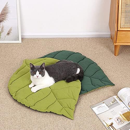 מיטת כרית חתולים של Chdhaltd, מזרן צורת עלים רחיצה חמה לכלבים וחתולים בינוני גדול