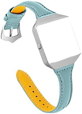 רצועות עור Hemobllo תואמות את Fitbit Blaze - רצועת שעון עור מקורית עם מסגרת מתכת כסף רצועה רצועת כף יד אביזרי