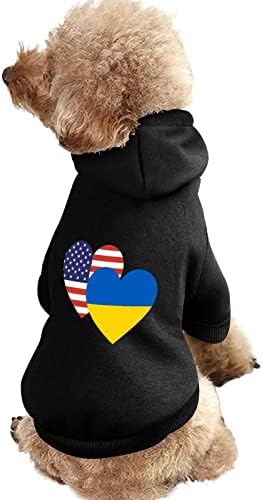 דגל לב אמריקאי אוקראיני דגל תלבושת לכלב אחד בגדים חליפת חיות מחמד עם אביזרי כובע לחיות מחמד לגור