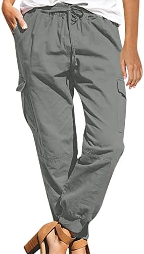 מכנסי מטען שרוך כיס סופר מזדמן מכנסי אופנה צבעים מכנסי נשים סולידיות פלוס עסקים בגודל חלקים חלקה
