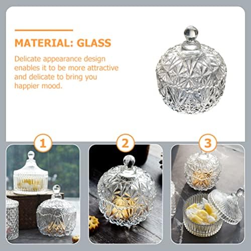 צנצנת סוכריות מזכוכית של Lifkome Crystal עם מכסה זכוכית מובלטת קופסת קנדי ​​קופסת תכשיטים קופסת