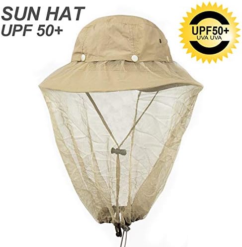 FITST4 HEAD NET HAT UPF 50+ כובע שמש רחב שוליים כובע דיג עם רשת נסתרת לחובבי חיצוני גברים ונשים