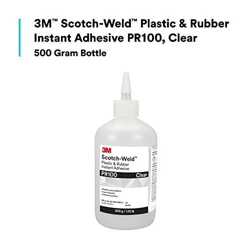 3M Scotch-Weld פלסטיק וגומי דבק מיידי PR100, ברור, צמיגות נמוכה, זמן טיפול מהיר וריפוי, בקבוק