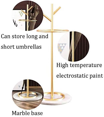 עמדות מטריית אומון, מטרייה דלי קלה, דלי מטרייה בצורת עץ ברזל יצירתי, בסיס שיש יציב, 1 מתלה אחסון/שחור
