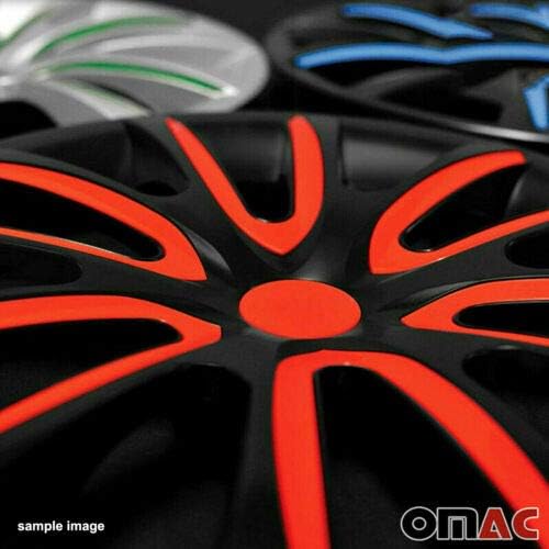 OMAC HubCaps 16 אינץ 'עבור מאזדה שחור ושחור 4 יח'. כיסוי חישוקי גלגלים - כובעי רכזת - החלפת חוץ
