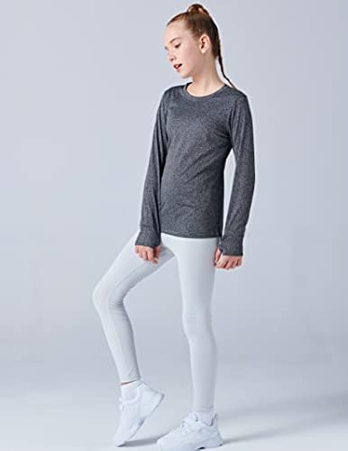3 חבילות: נערות נוער חולצות שרוול ארוך פעילות כושר יבש בכושר אתלטי בגדים