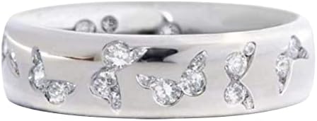 פרפר קריסטל טבעת צבעוני קריסטל טבעת כסף טבעת הצהרת בציר טבעות תכשיטים