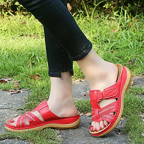סנדלי נשים עקב טריז בצבע מוצק מזדמן בגודל גדול בגודל לא החלקה קלה משקל נוח נעלי משקל רכות סופר רכות