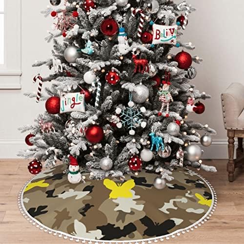 חצאית עץ חג המולד עם קיצוץ פרפר פרפר-צהוב-צהוב קישוטי חג המולד 30
