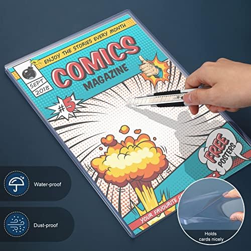 ערכת תיקים לתצוגה של קומיקס, כוללים שרוולי קומיקס וקומרי פלסטיק ברורים, 7.6 x מגזין מגזינים בגודל 10.7