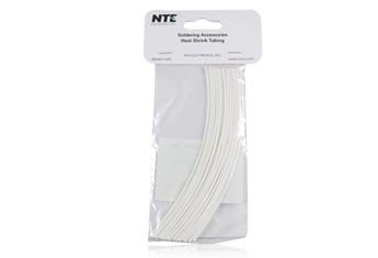 NTE Electronics 47-20106-W צינורות כיווץ חום, קיר דק, יחס כווץ 2: 1, קוטר 1/16 , אורך 6, לבן