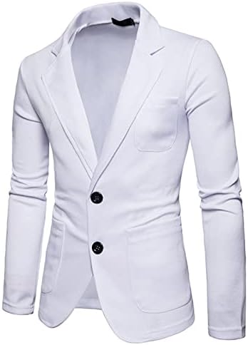 גברים מזדמנים 2-כפתור ספורט מעילים קל משקל דק מתאים כותנה חליפה בלייזר אופנתי יחיד ברסטד המפלגה מעילים