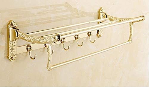 -הדף מרפסת מסילה מגבת אמבטיה, מתלה מגבות בסגנון אירופאי מתקפל זהב אביזרי אמבטיה עתיקים מגבות אמבטיה
