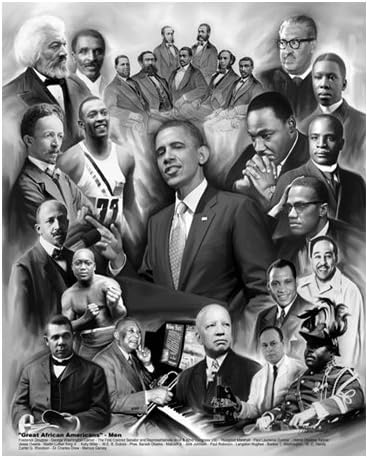 גברים אפרו -אמריקאים גדולים מאת Wishum Gregory, אובמה קינג מלקולם x מרשל