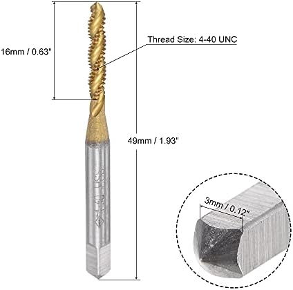 חילוף ספירלה של UXCell Spiral Resting Lap 4-40 UNC, HSS Titanium Propeted Machine Trear Trear Treak