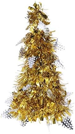 סט עץ חג המולד מיני של Zyzmh עם נורות LED לבנות, צמרת צמרת וקישוטים תלויים לקישוטים לחג המולד