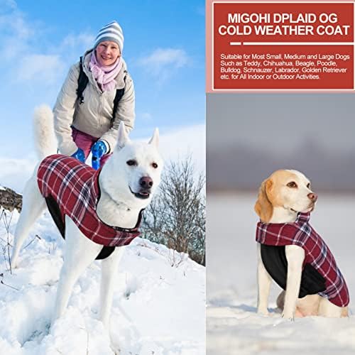 מעילי כלבים של מיגוהי לעיל כלבים הפיכים אטום לרוח חורף למזג אוויר קר בסגנון בריטי משובץ אפוד כלבים חם לכלבים