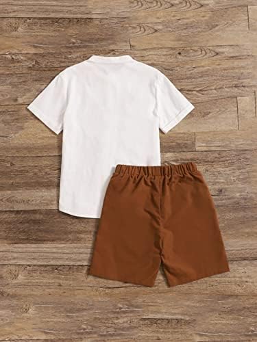 שנה ילד של 2 חתיכה תלבושות פסים כפתור למטה קצר שרוול חולצה ומכנסיים קצרים סט