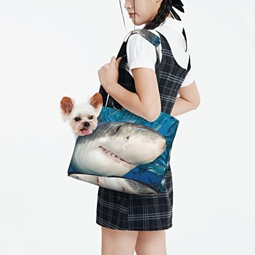 רך צדדי נסיעות לחיות מחמד לשאת תיק יד מתחת למים-העולם-מצחיק-כריש נייד קטן כלב / חתול מנשא ארנק