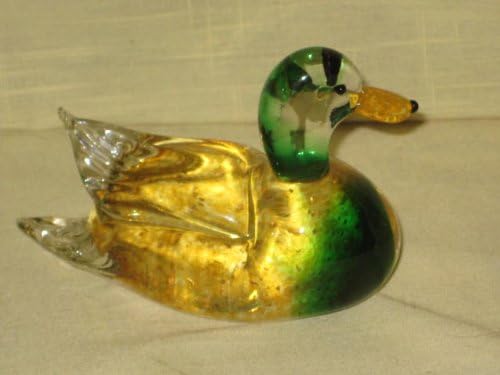 Lenox Art Glass Mighty Mallard Duck Decoy Art Art Glass משקל משקל משקל - 6x4 אינץ '