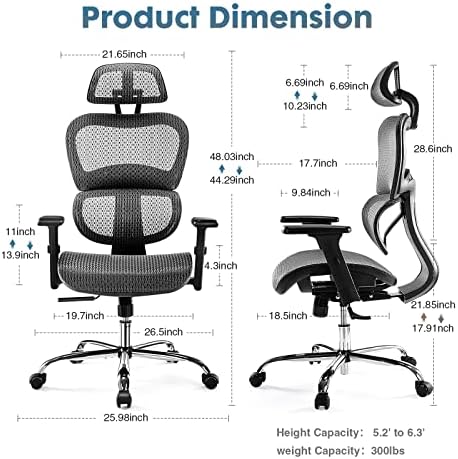 כיסא משרדי ארגונומי, כיסא שולחן גב גבוה, כיסא משימות מחשב רשת מסתובב עם תמיכה מותנית דינמית, פונקציית