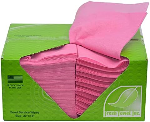 מגבת טרייה של מגבות טריות מגבות נייר לשימוש חוזר - פי 1/4, 13 x 20 אינץ ' - דפוס קו ישר ורוד כל מגבות ניקוי למטרה