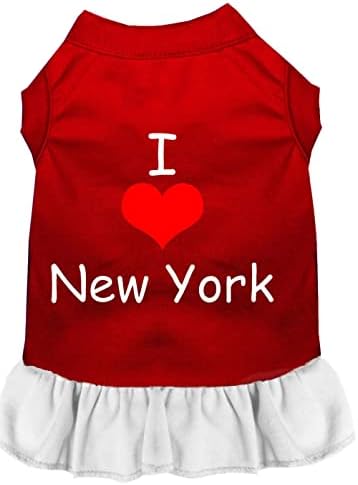 מוצרי חיות מחמד של מיראז '58-07 XSRDWT WHITE I HEART NEW YORK שמלת הדפסת מסך אדומה עם, X-SMALL