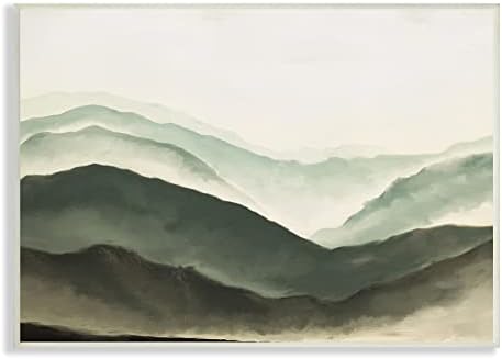 תעשיות סטופל רכס הרים ערפל נוף אטמוספרי ציור צבעי מים, עיצוב מאת JJ Design House LLC